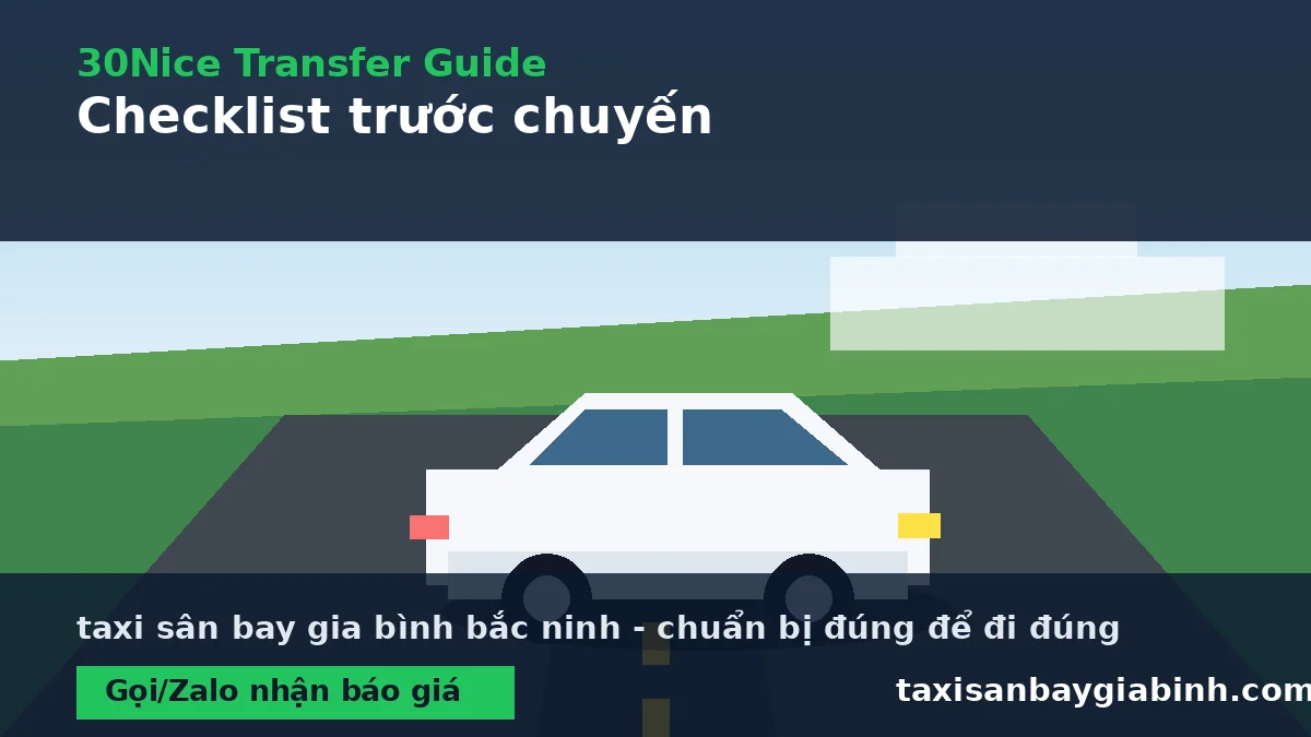 Checklist taxi sân bay gia bình bắc ninh